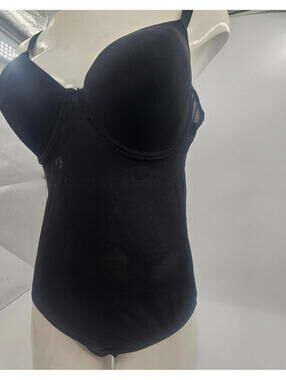 Delta Burke Black Sheer Control Lingerie Bodysuit 2X Underwire Light Paddng Sexy